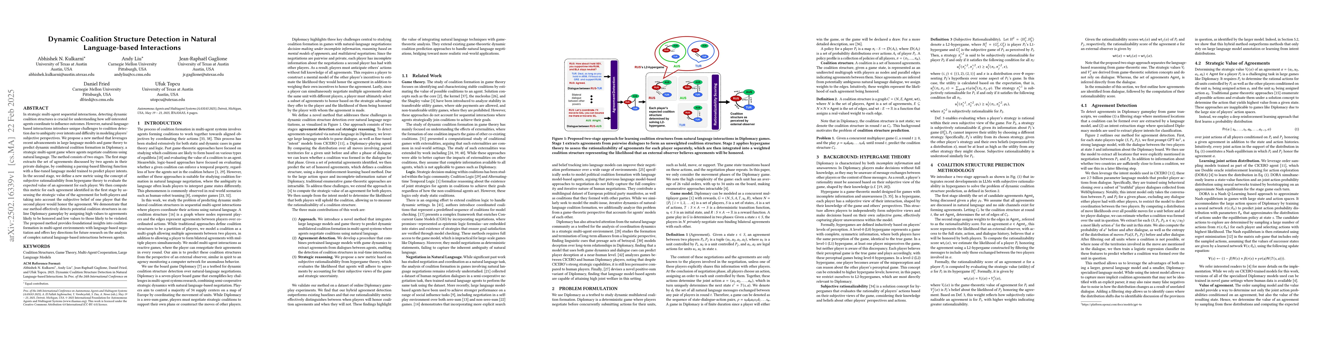 Thumbnail for Dynamic Coalition Structure Detection in Natural Language-based
  Interactions