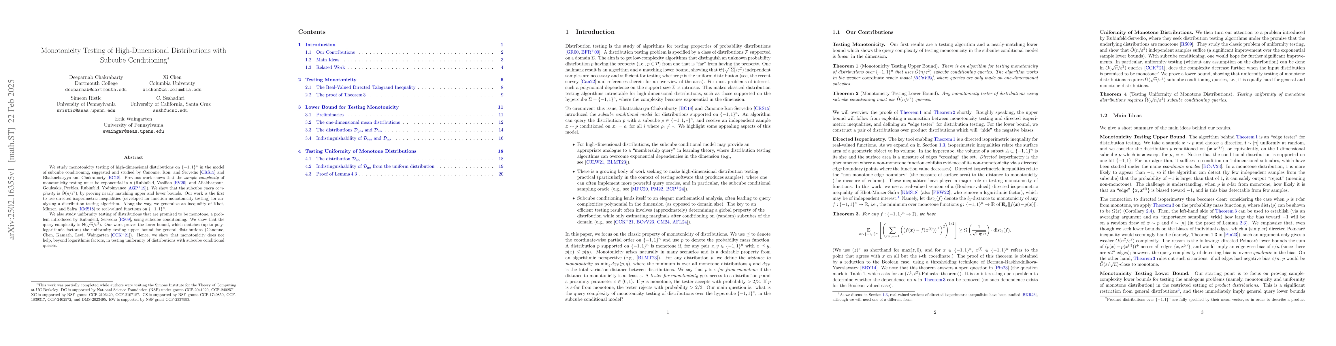 Thumbnail for Monotonicity Testing of High-Dimensional Distributions with Subcube
  Conditioning