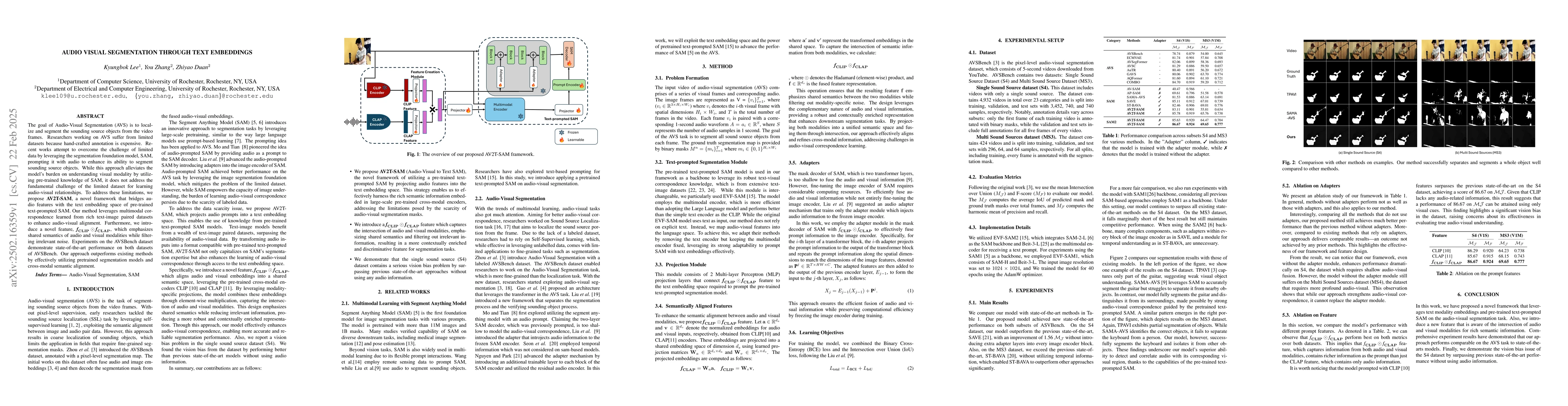 Thumbnail for Audio Visual Segmentation Through Text Embeddings