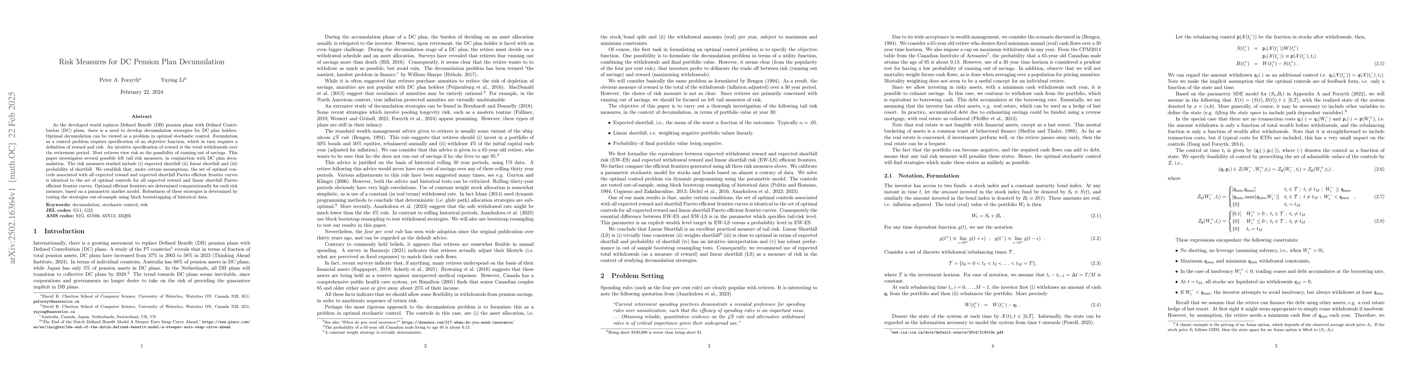 Thumbnail for Risk Measures for DC Pension Plan Decumulation