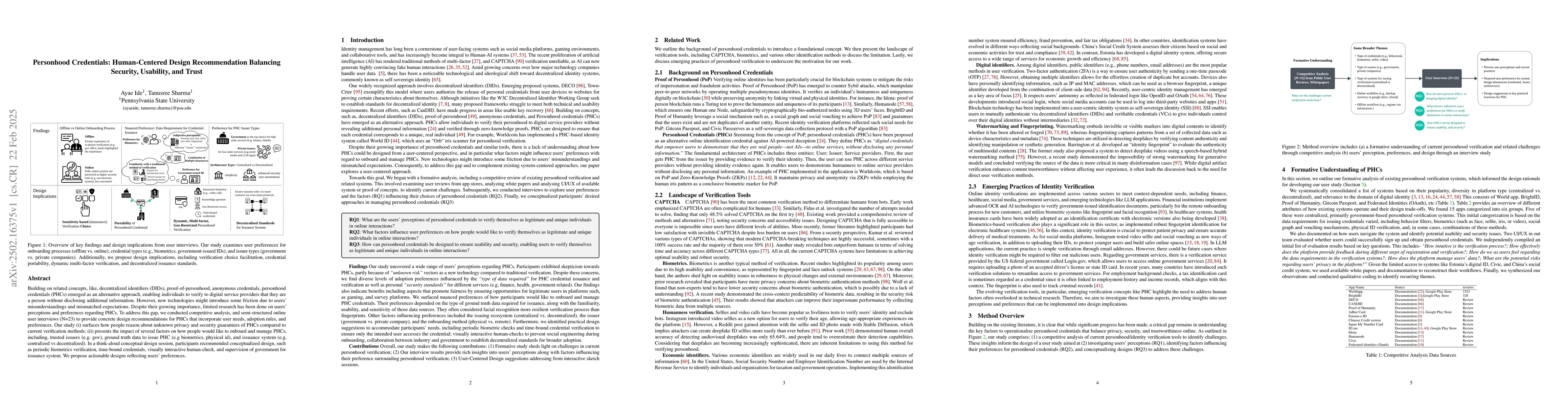 Thumbnail for Personhood Credentials: Human-Centered Design Recommendation Balancing
  Security, Usability, and Trust