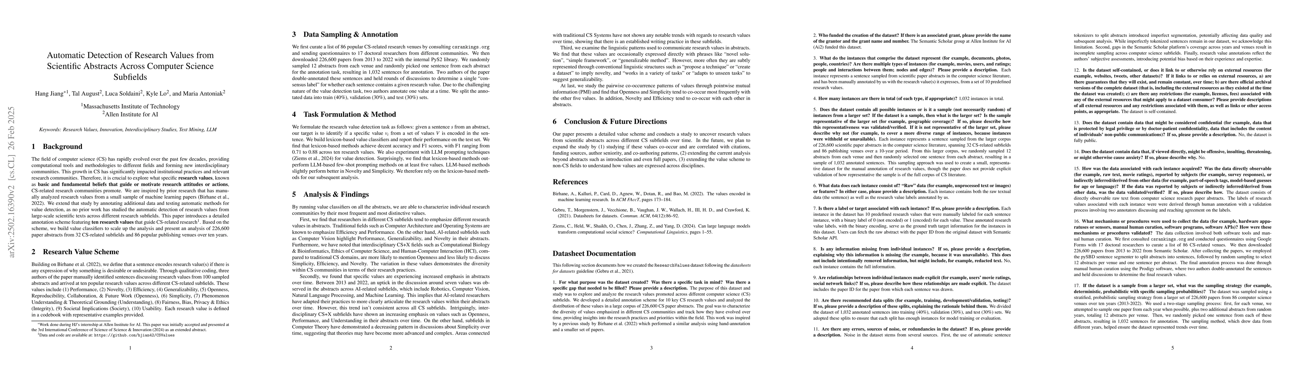Thumbnail for Automatic Detection of Research Values from Scientific Abstracts Across
  Computer Science Subfields
