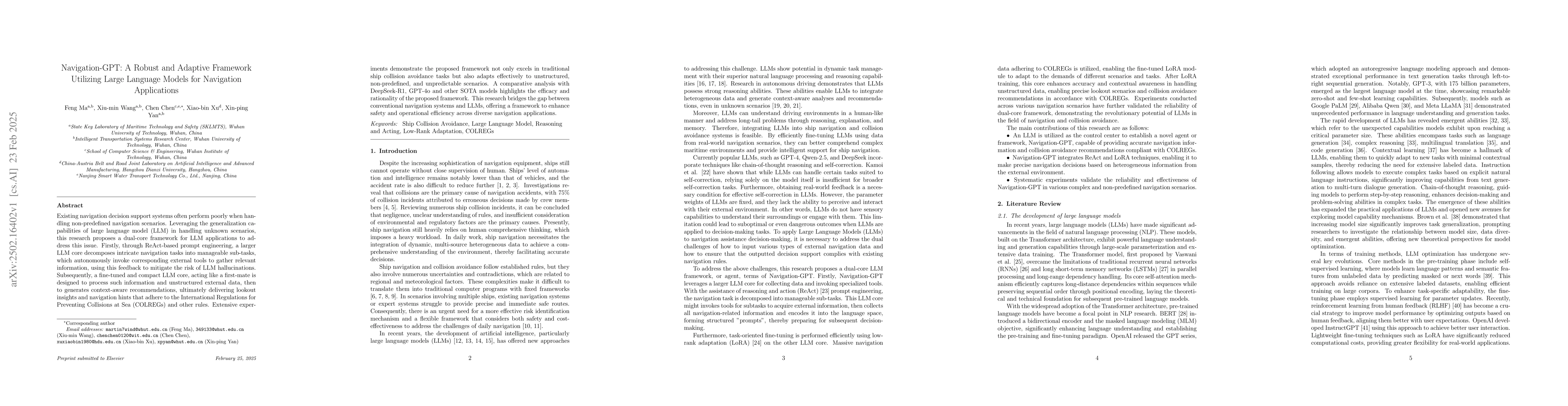 Thumbnail for Navigation-GPT: A Robust and Adaptive Framework Utilizing Large Language
  Models for Navigation Applications
