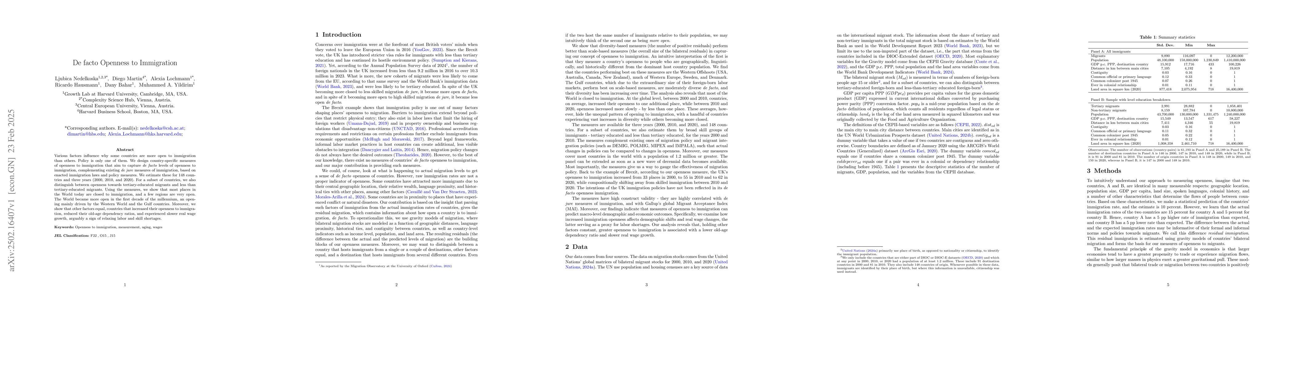 Thumbnail for De facto Openness to Immigration
