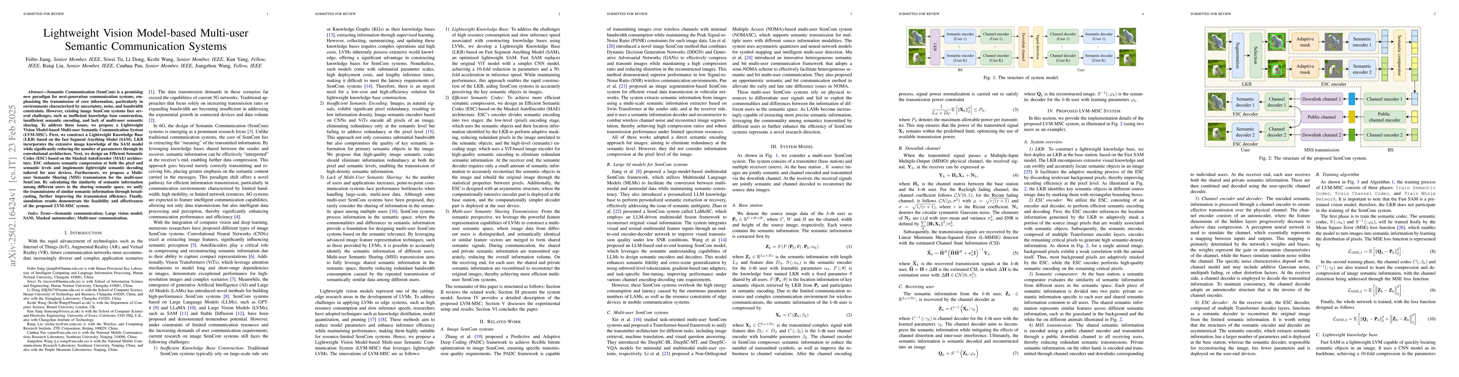Thumbnail for Lightweight Vision Model-based Multi-user Semantic Communication Systems