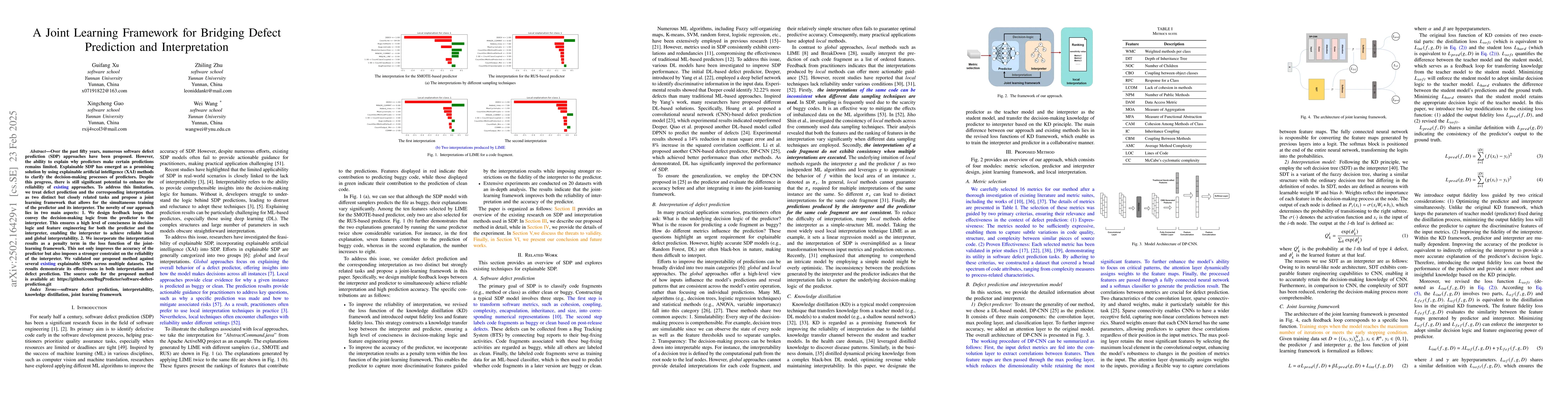 Thumbnail for A Joint Learning Framework for Bridging Defect Prediction and
  Interpretation