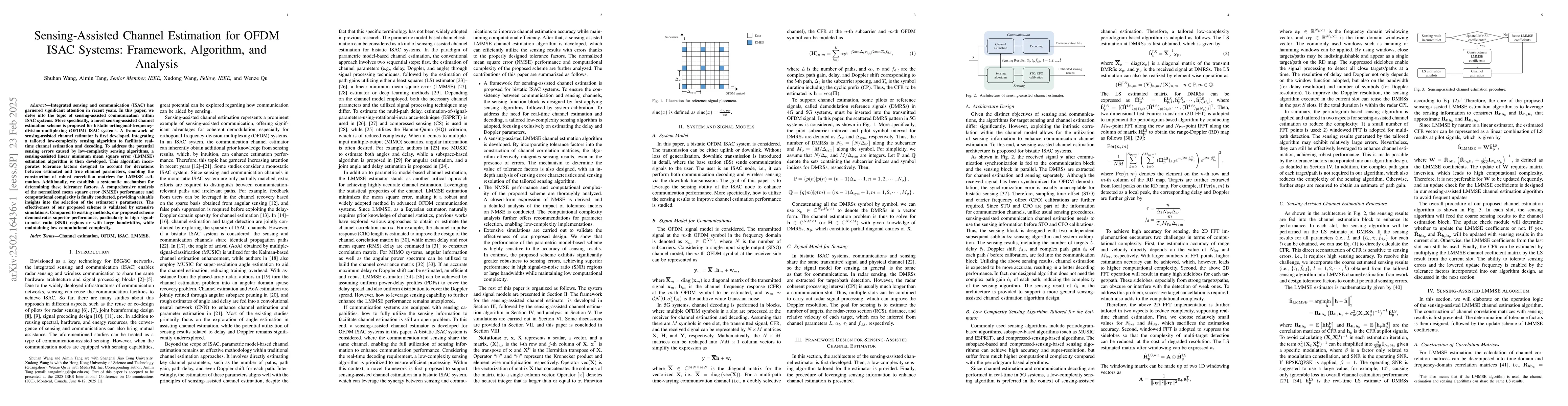Thumbnail for Sensing-Assisted Channel Estimation for OFDM ISAC Systems: Framework,
  Algorithm, and Analysis