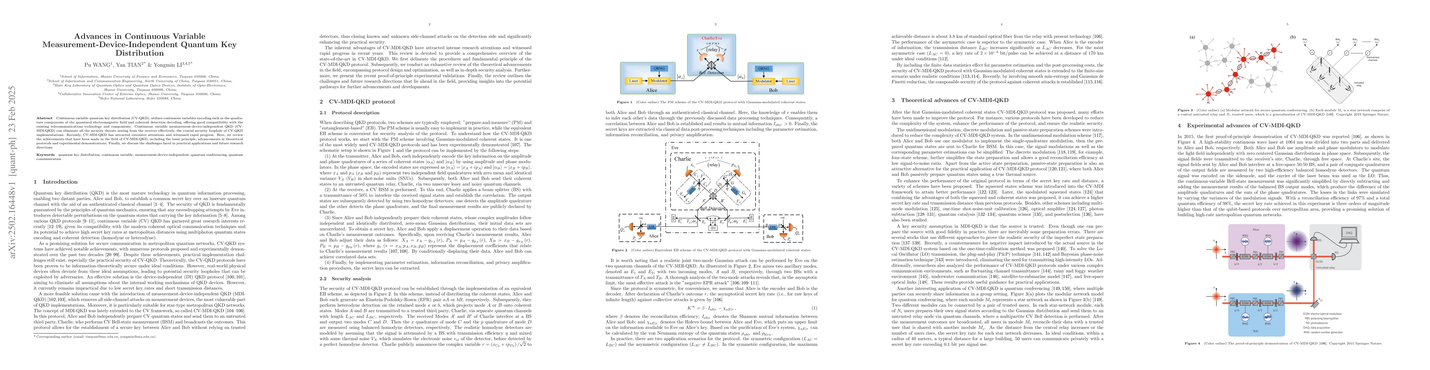 Thumbnail for Advances in Continuous Variable Measurement-Device-Independent Quantum
  Key Distribution