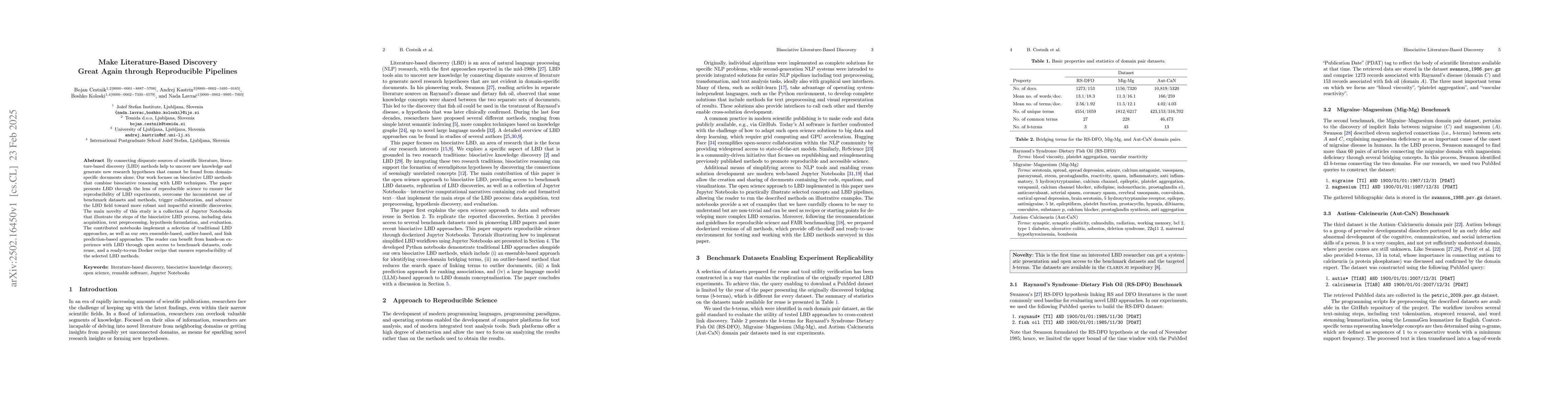 Thumbnail for Make Literature-Based Discovery Great Again through Reproducible
  Pipelines