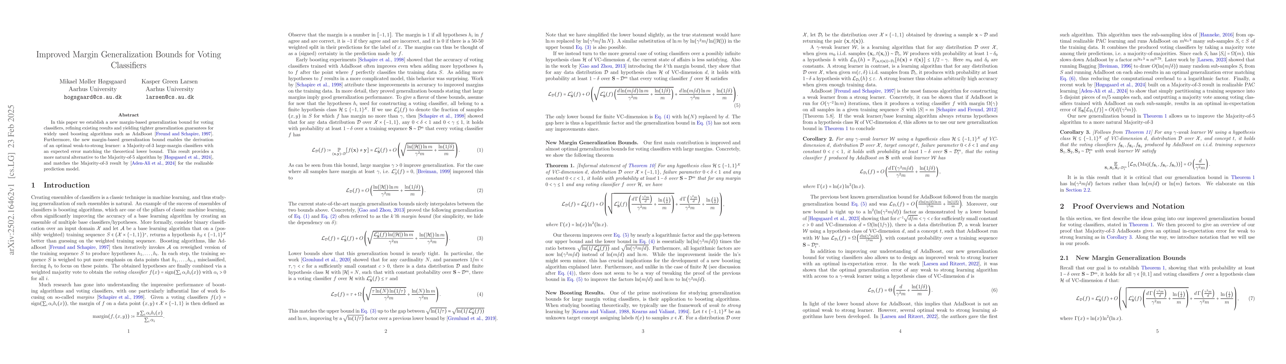 Thumbnail for Improved Margin Generalization Bounds for Voting Classifiers