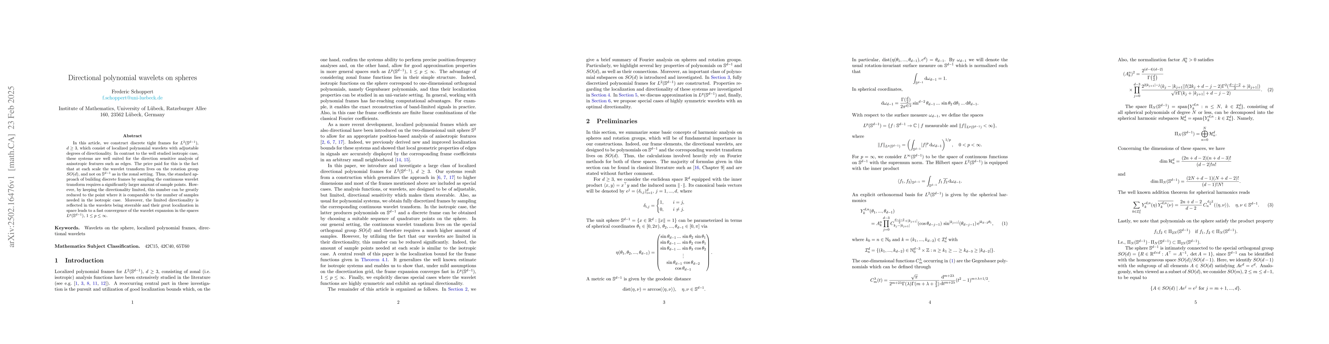 Thumbnail for Directional polynomial wavelets on spheres