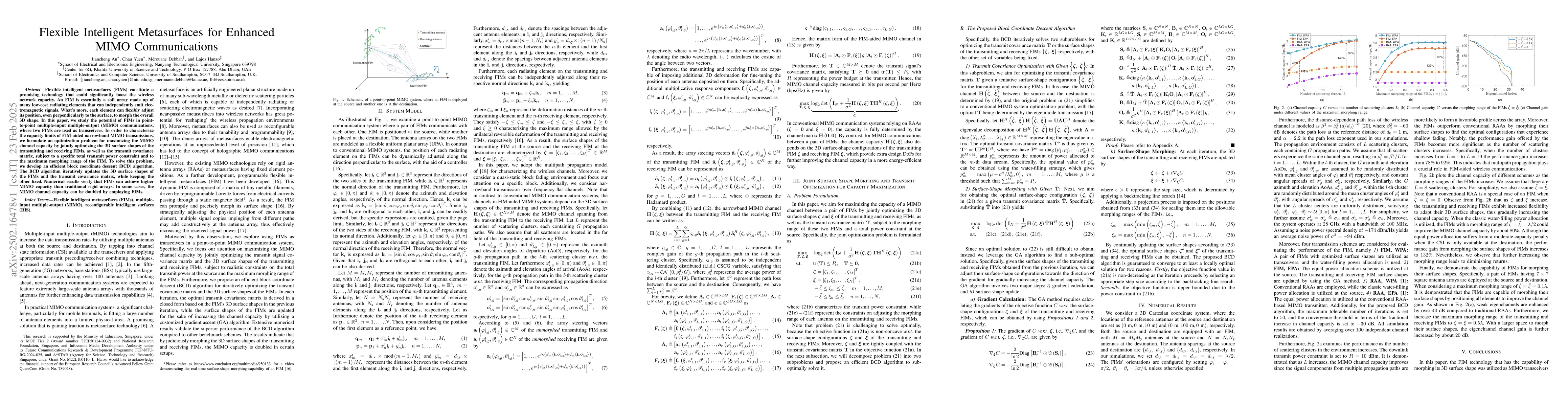 Thumbnail for Flexible Intelligent Metasurfaces for Enhanced MIMO Communications