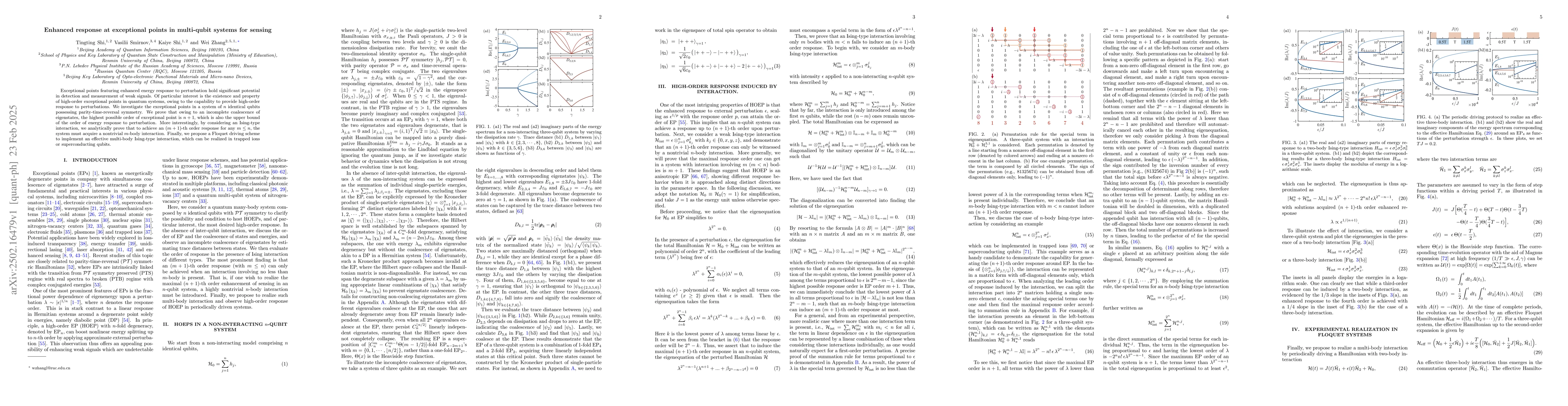 Thumbnail for Enhanced response at exceptional points in multi-qubit systems for
  sensing