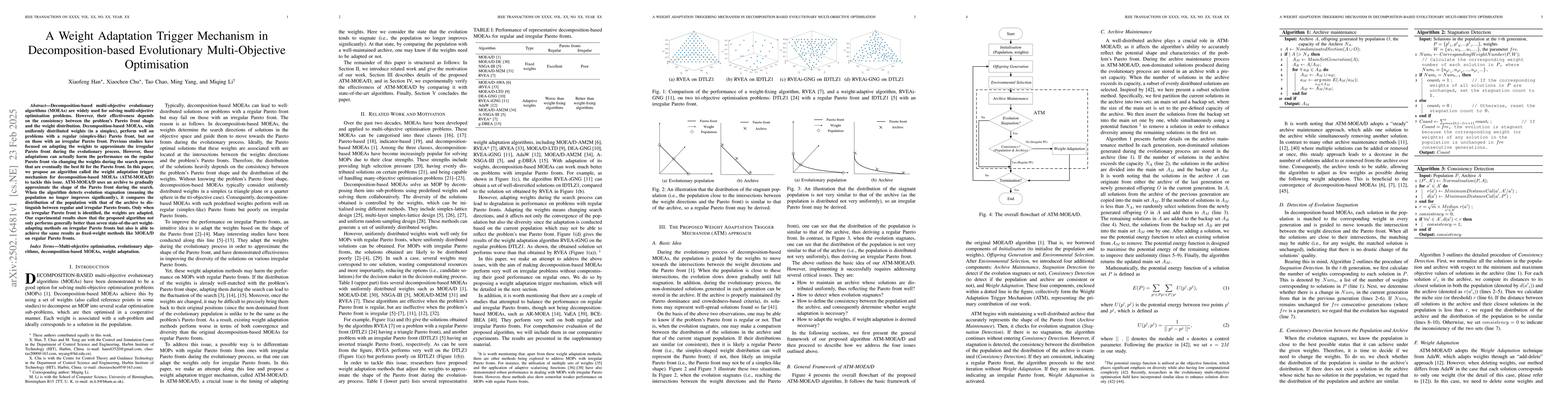 Thumbnail for A Weight Adaptation Trigger Mechanism in Decomposition-based
  Evolutionary Multi-Objective Optimisation