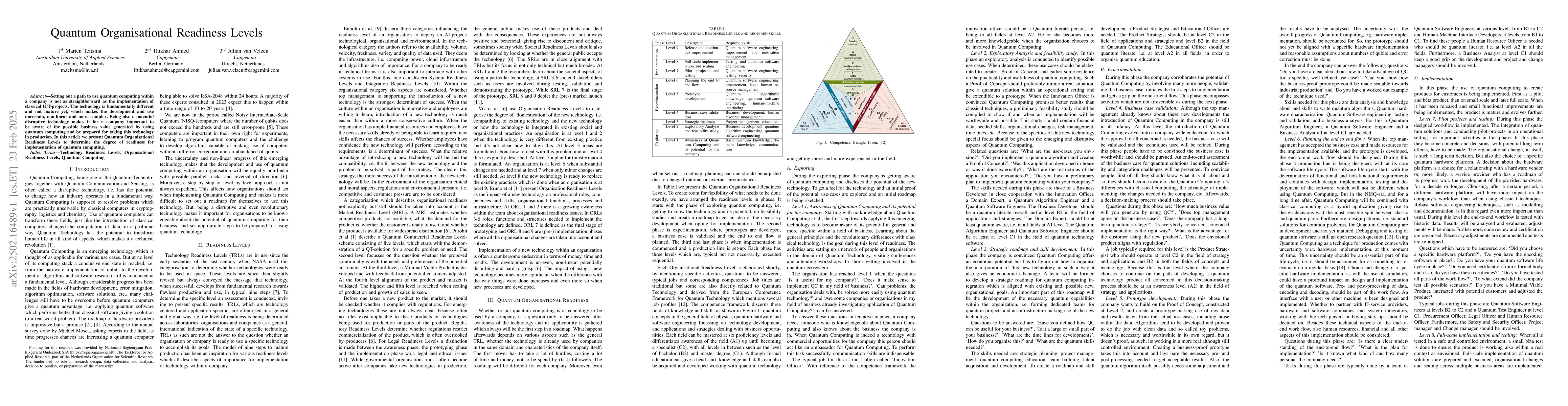 Thumbnail for Quantum Organisational Readiness Levels