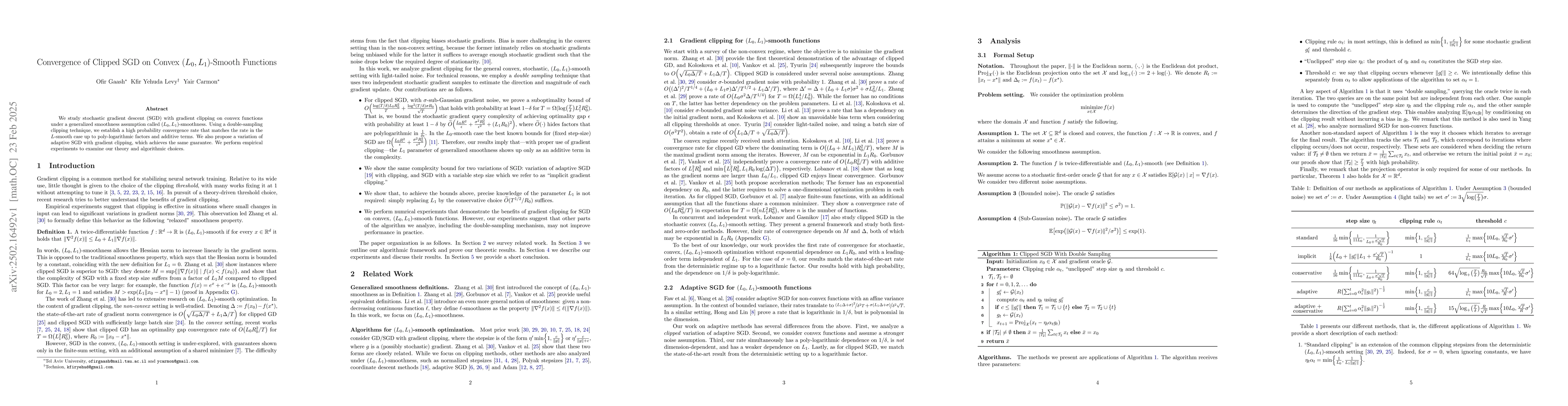 Thumbnail for Convergence of Clipped SGD on Convex $(L_0,L_1)$-Smooth Functions