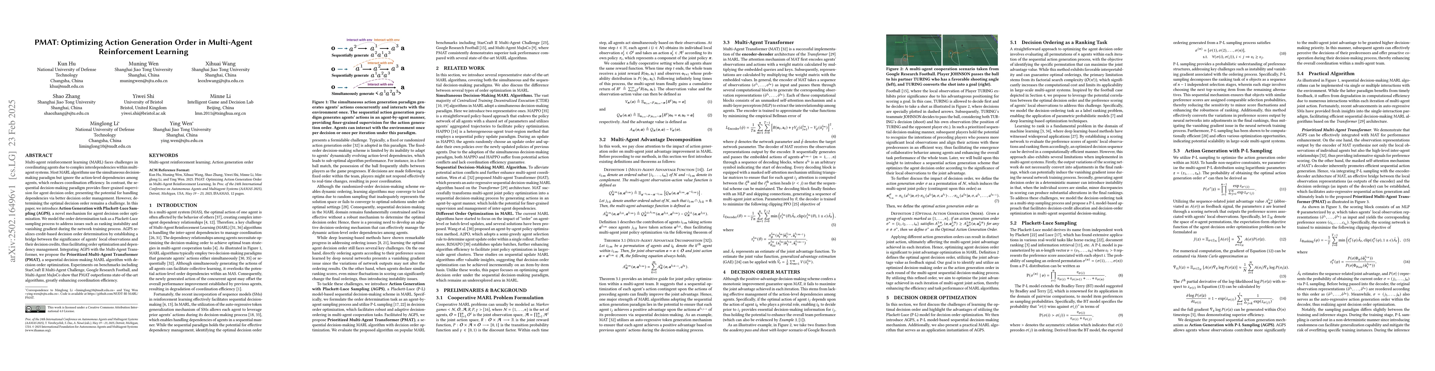Thumbnail for PMAT: Optimizing Action Generation Order in Multi-Agent Reinforcement
  Learning
