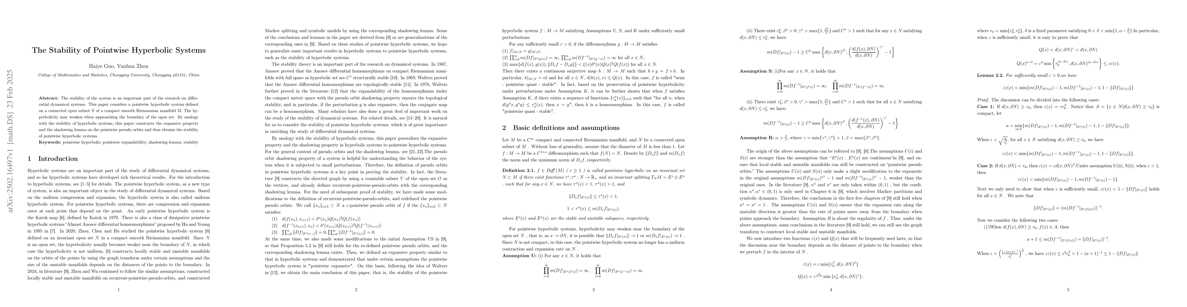 Thumbnail for The Stability of Pointwise Hyperbolic Systems
