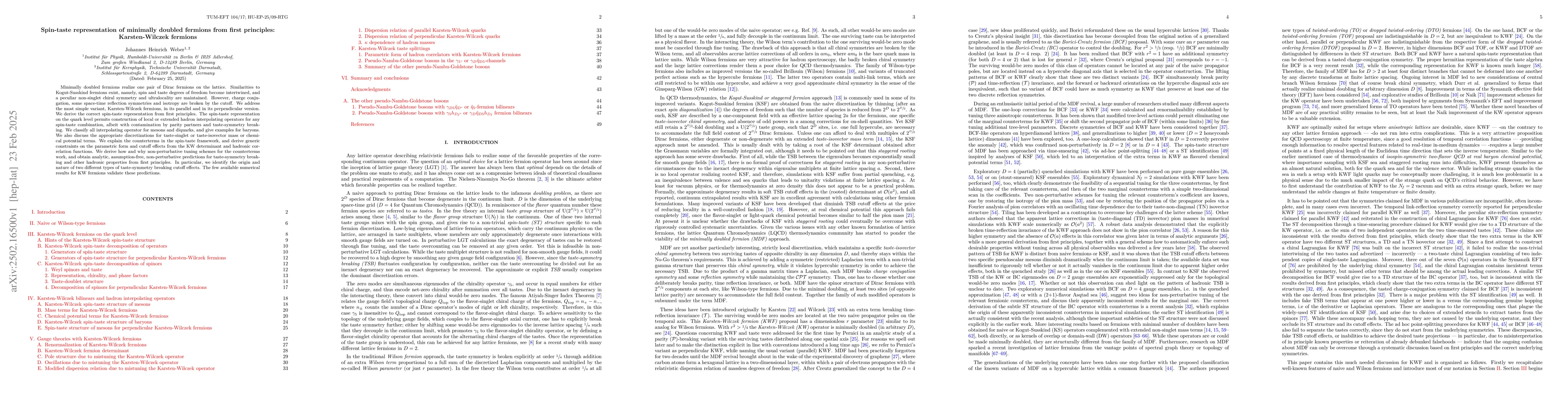 Thumbnail for Spin-taste representation of minimally doubled fermions from first
  principles: Karsten-Wilczek fermions