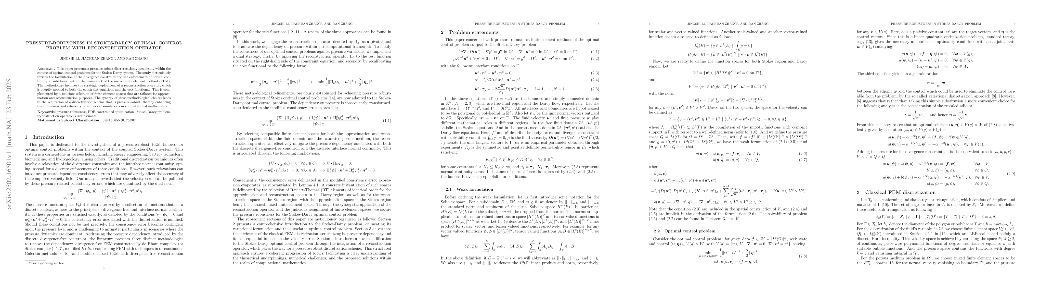 Thumbnail for Pressure-robustness in Stokes-Darcy Optimal Control Problem with
  reconstruction operator