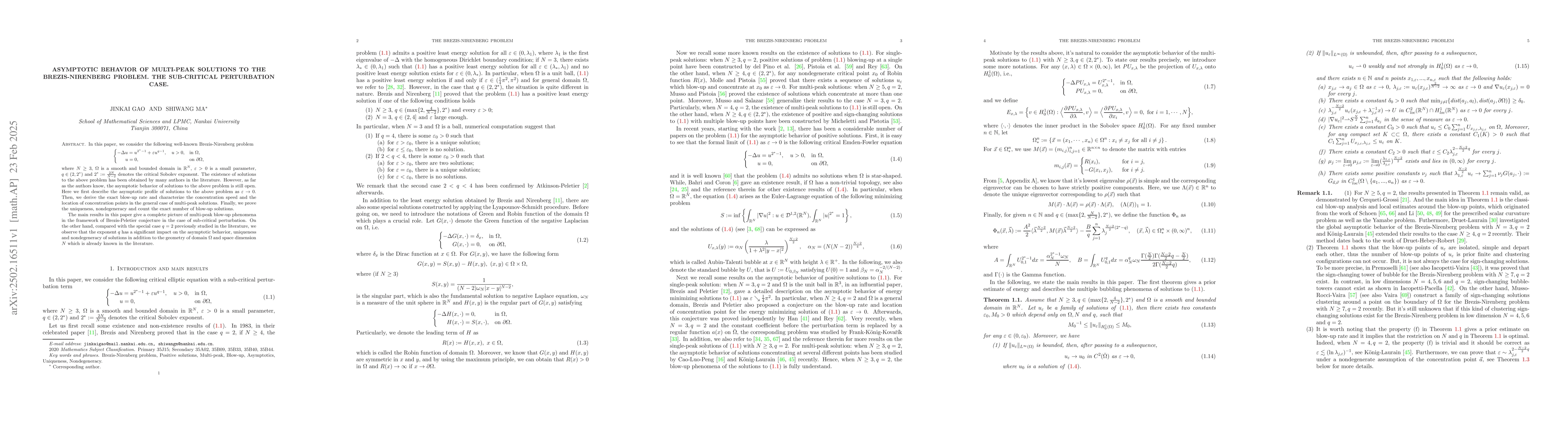 Thumbnail for Asymptotic behavior of multi-peak solutions to the Brezis-Nirenberg
  problem. The sub-critical perturbation case