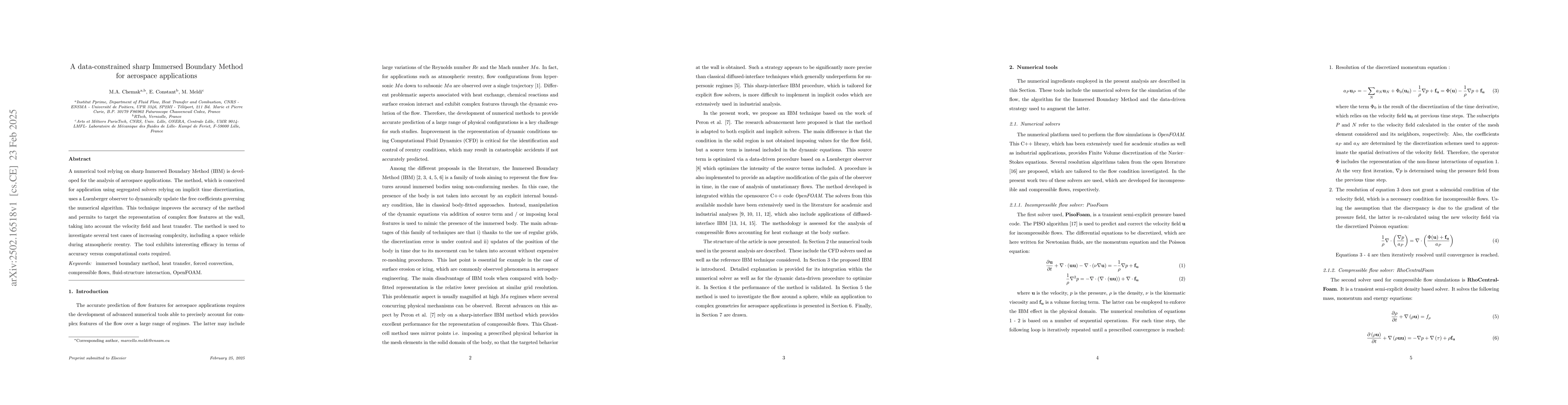 Thumbnail for A data-constrained sharp Immersed Boundary Method for aerospace
  applications