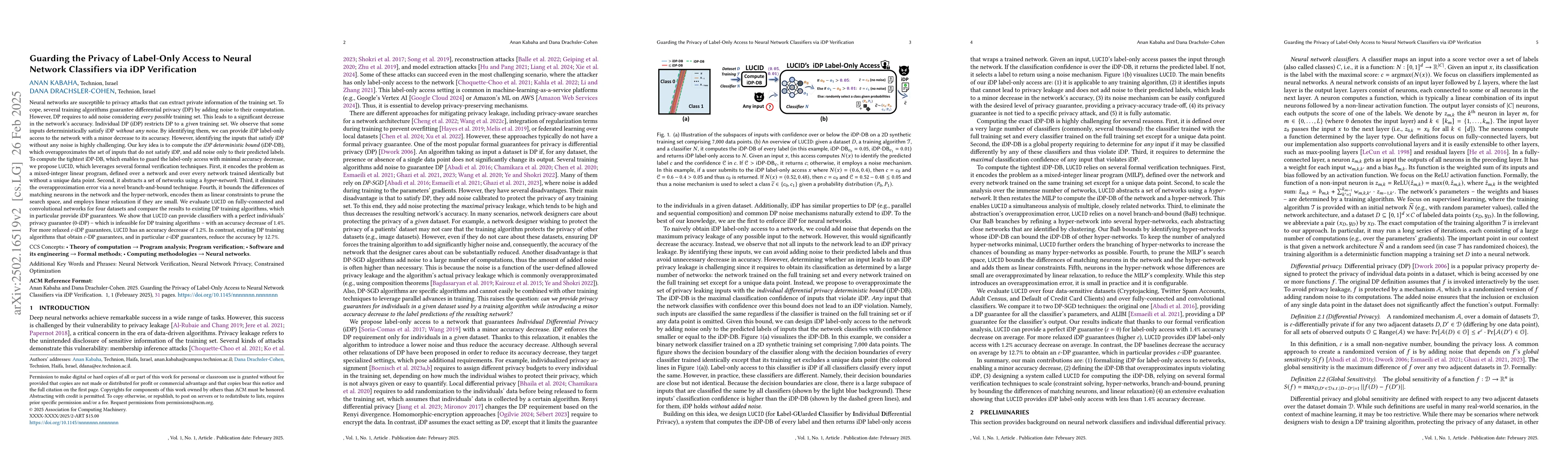 Thumbnail for Guarding the Privacy of Label-Only Access to Neural Network Classifiers
  via iDP Verification