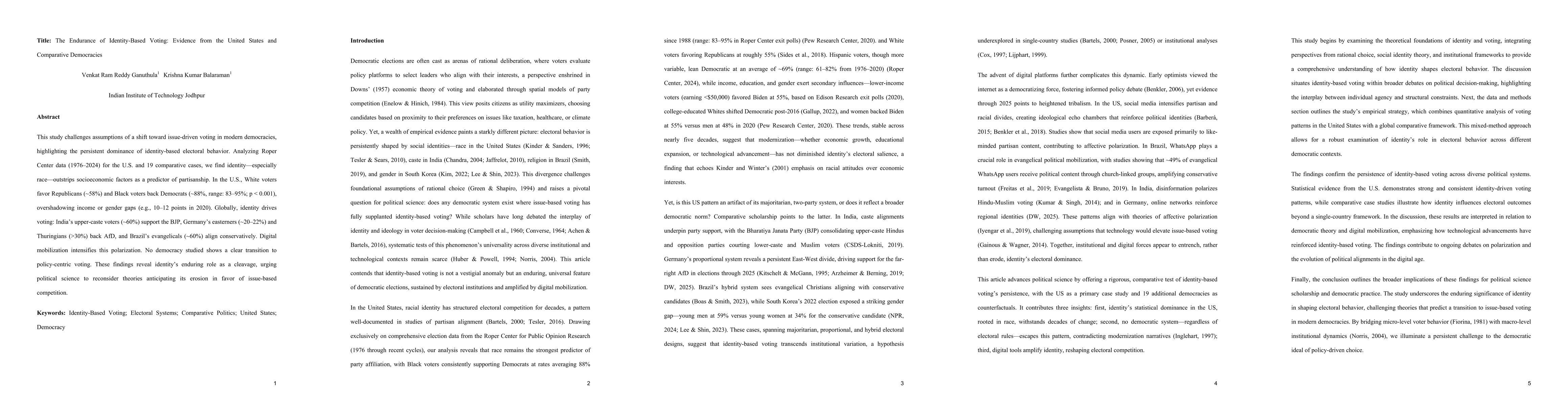 Thumbnail for The Endurance of Identity-Based Voting: Evidence from the United States
  and Comparative Democracies