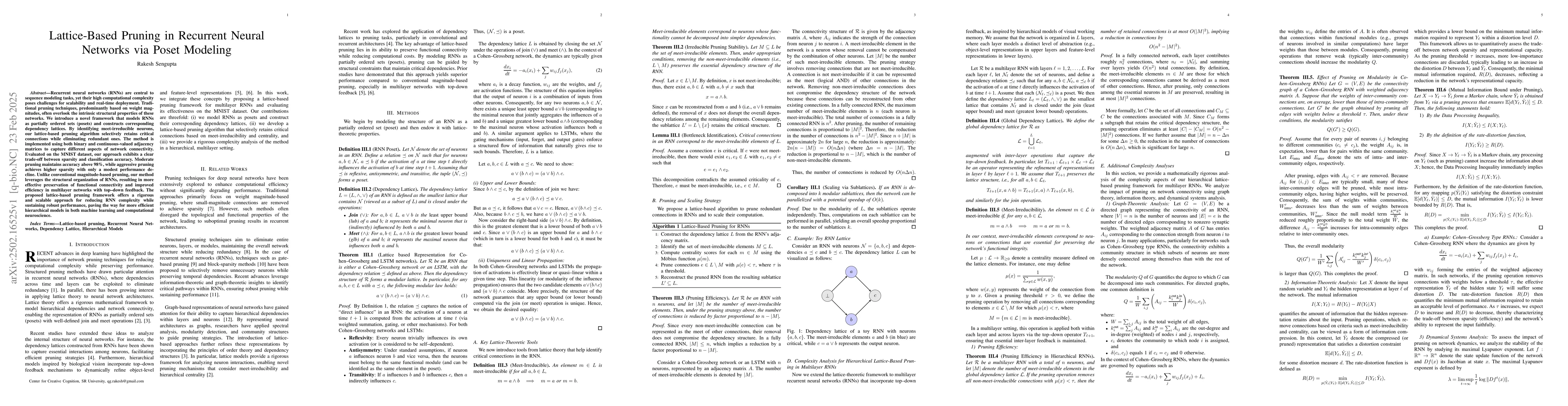 Thumbnail for Lattice-Based Pruning in Recurrent Neural Networks via Poset Modeling