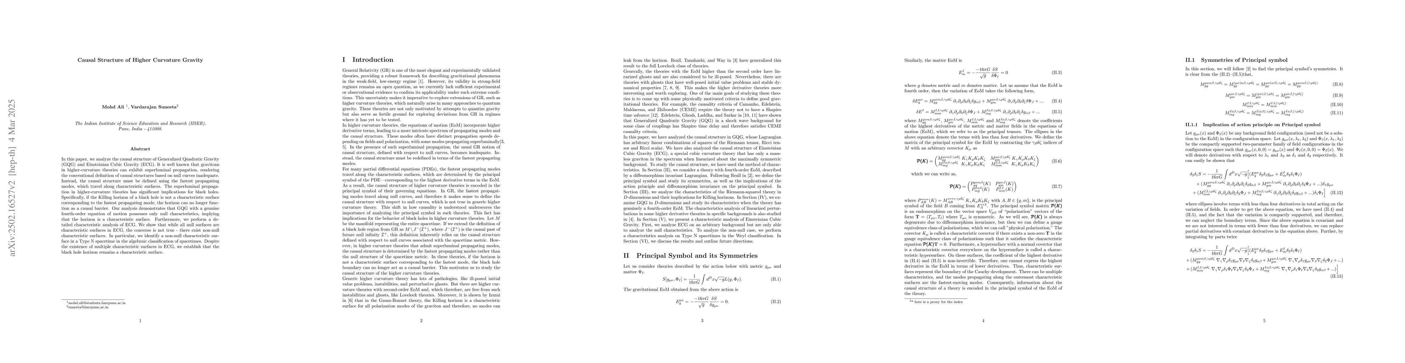 Thumbnail for Causal Structure of Higher Curvature Gravity