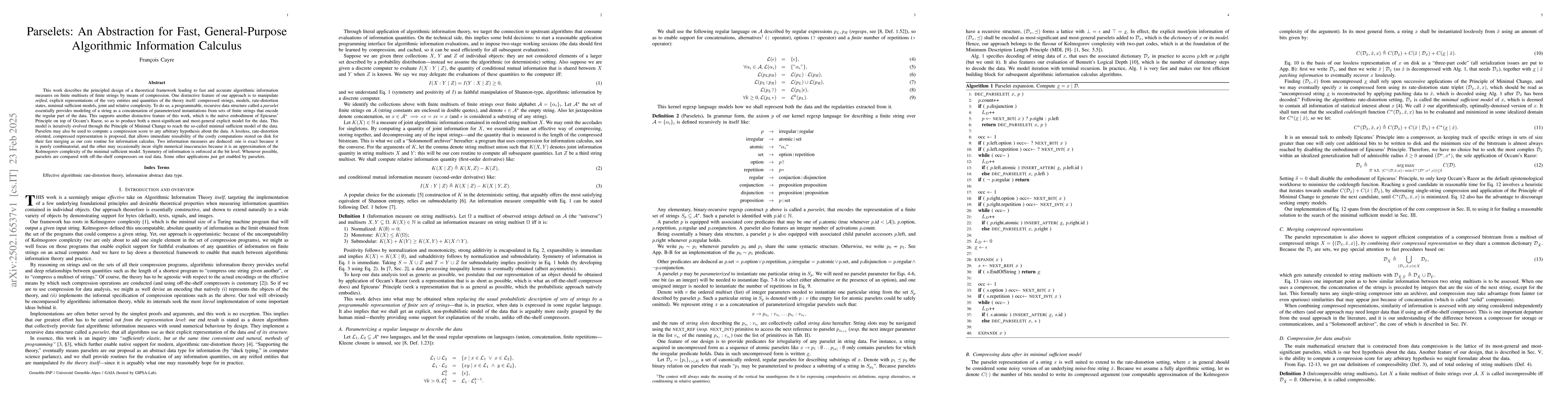 Thumbnail for Parselets: An Abstraction for Fast, General-Purpose Algorithmic
  Information Calculus