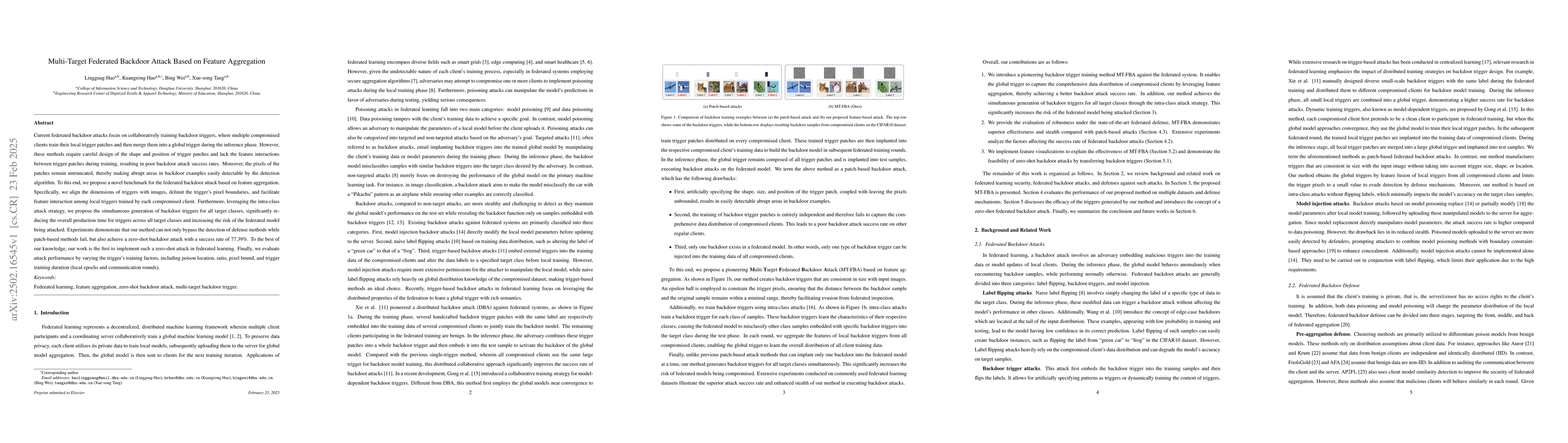 Thumbnail for Multi-Target Federated Backdoor Attack Based on Feature Aggregation