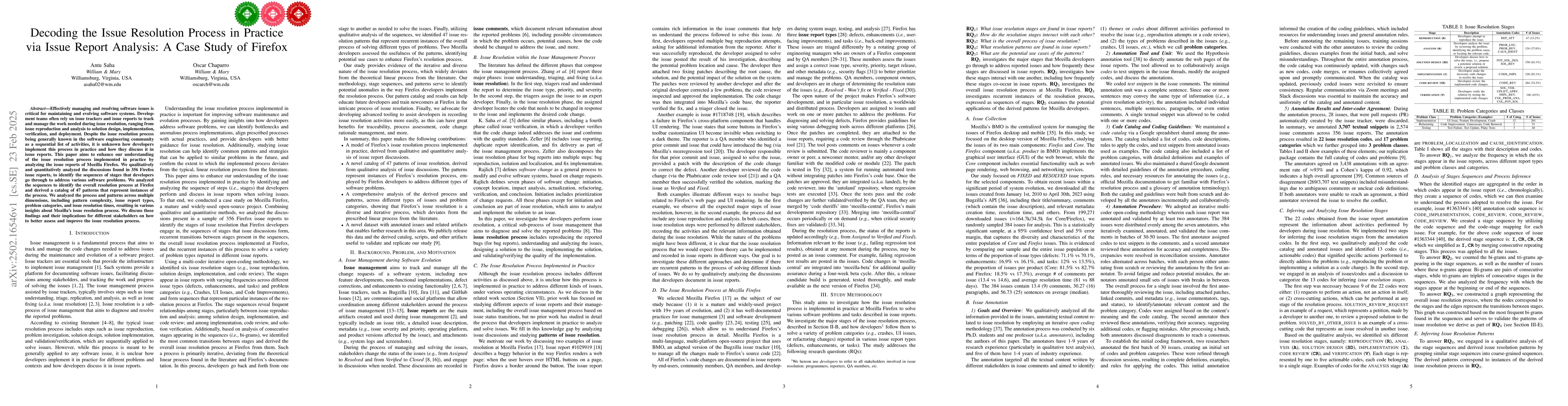 Thumbnail for Decoding the Issue Resolution Process in Practice via Issue Report
  Analysis: A Case Study of Firefox