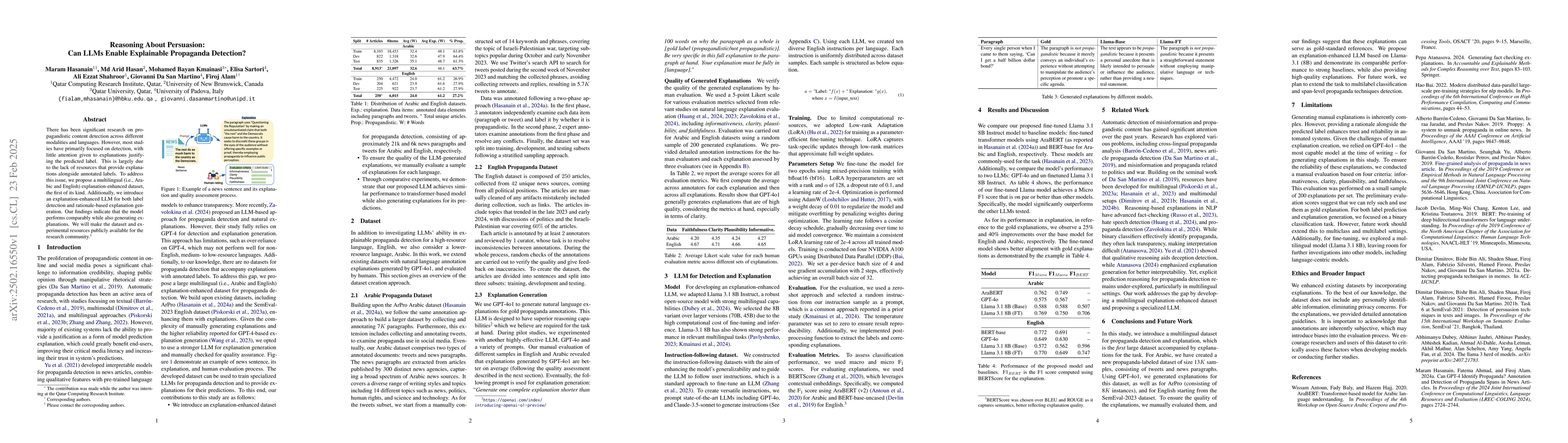 Thumbnail for Reasoning About Persuasion: Can LLMs Enable Explainable Propaganda
  Detection?