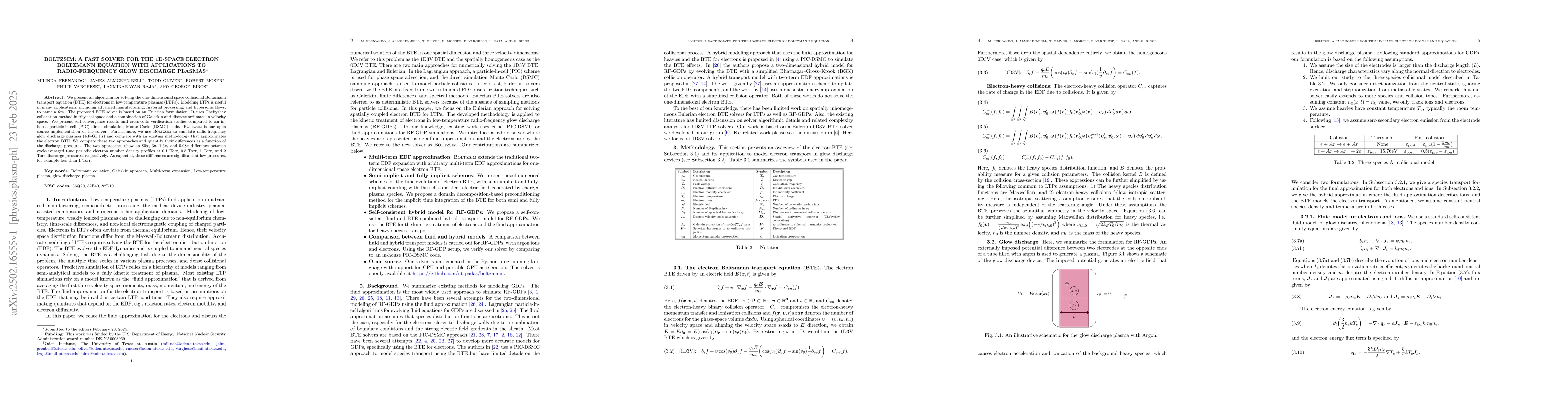 Thumbnail for Boltzsim: A fast solver for the 1D-space electron Boltzmann equation
  with applications to radio-frequency glow discharge plasmas