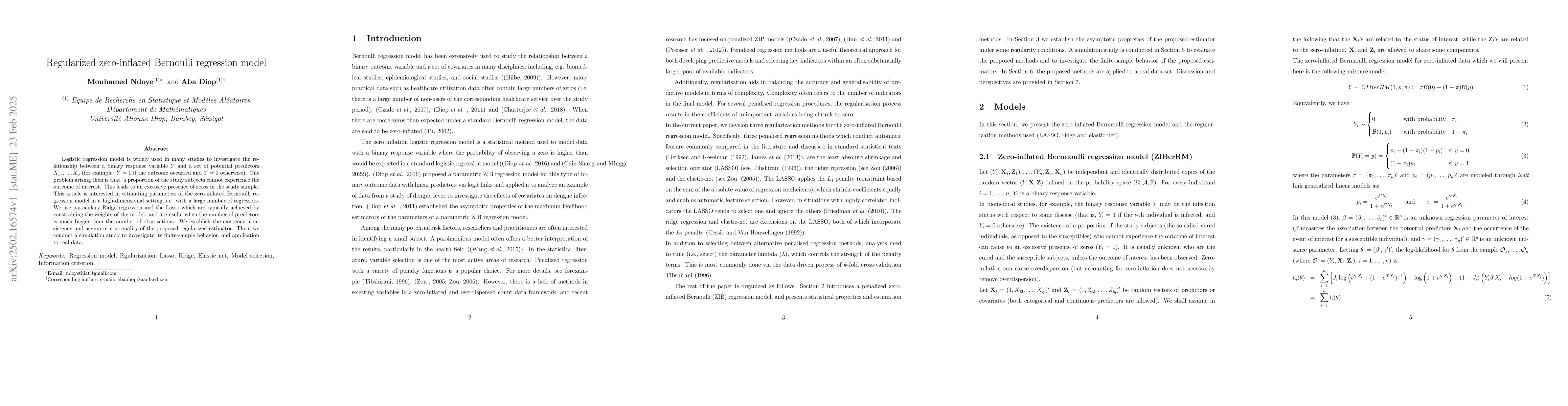 Thumbnail for Regularized zero-inflated Bernoulli regression model