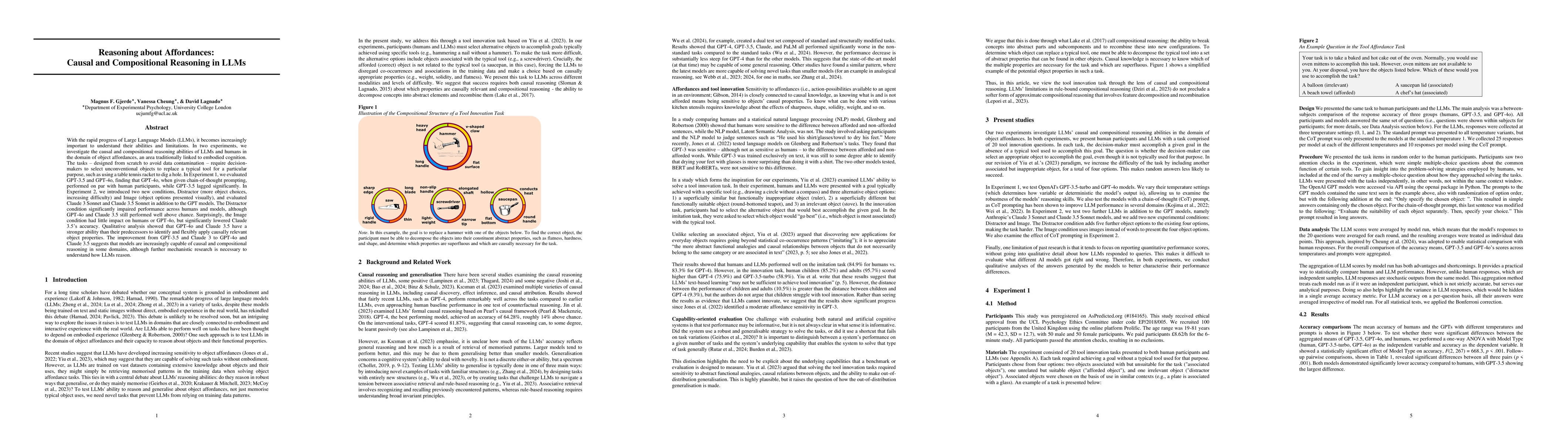 Thumbnail for Reasoning about Affordances: Causal and Compositional Reasoning in LLMs