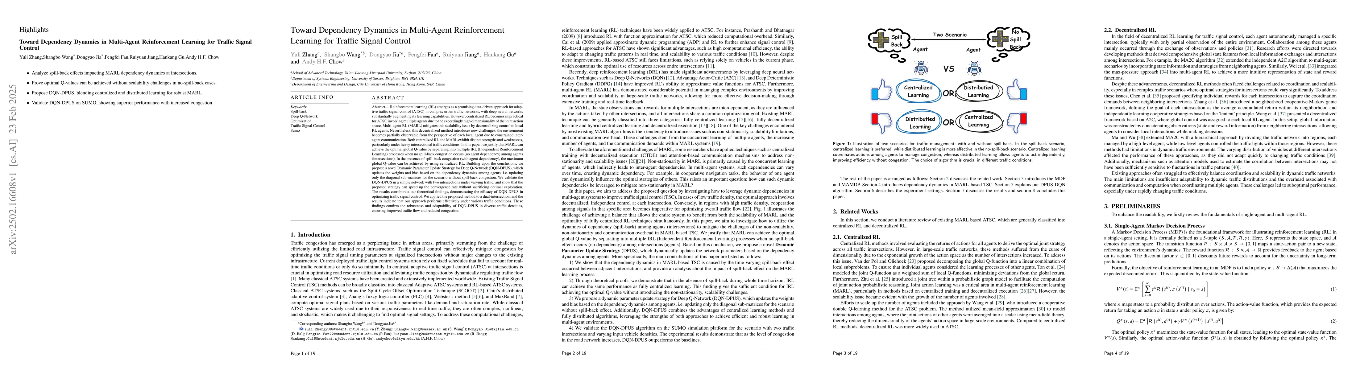 Thumbnail for Toward Dependency Dynamics in Multi-Agent Reinforcement Learning for
  Traffic Signal Control
