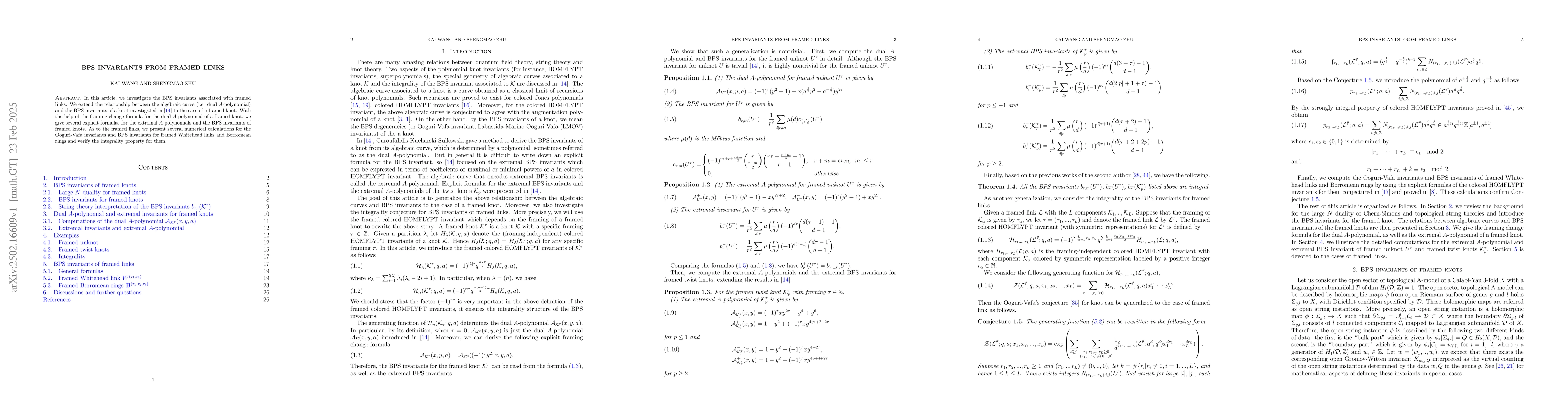 Thumbnail for BPS invariants from framed links