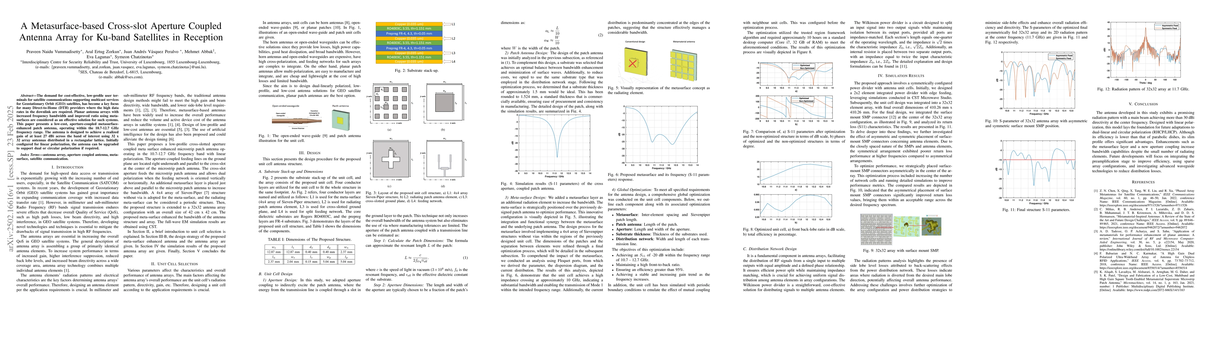 Thumbnail for A Metasurface-based Cross-slot Aperture Coupled Antenna Array for
  Ku-band Satellites in Reception