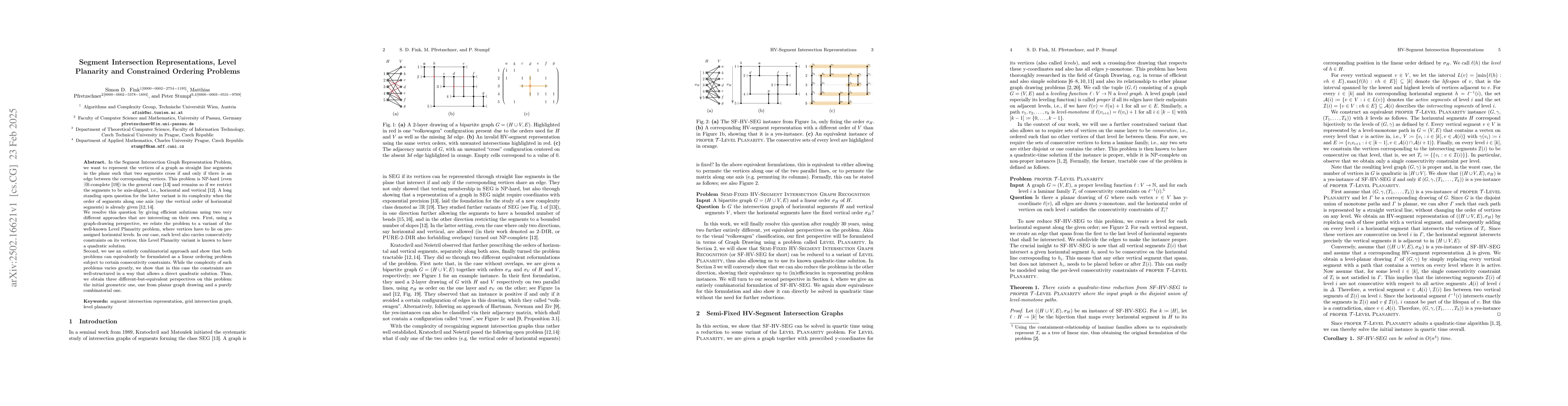 Thumbnail for Segment Intersection Representations, Level Planarity and Constrained
  Ordering Problems