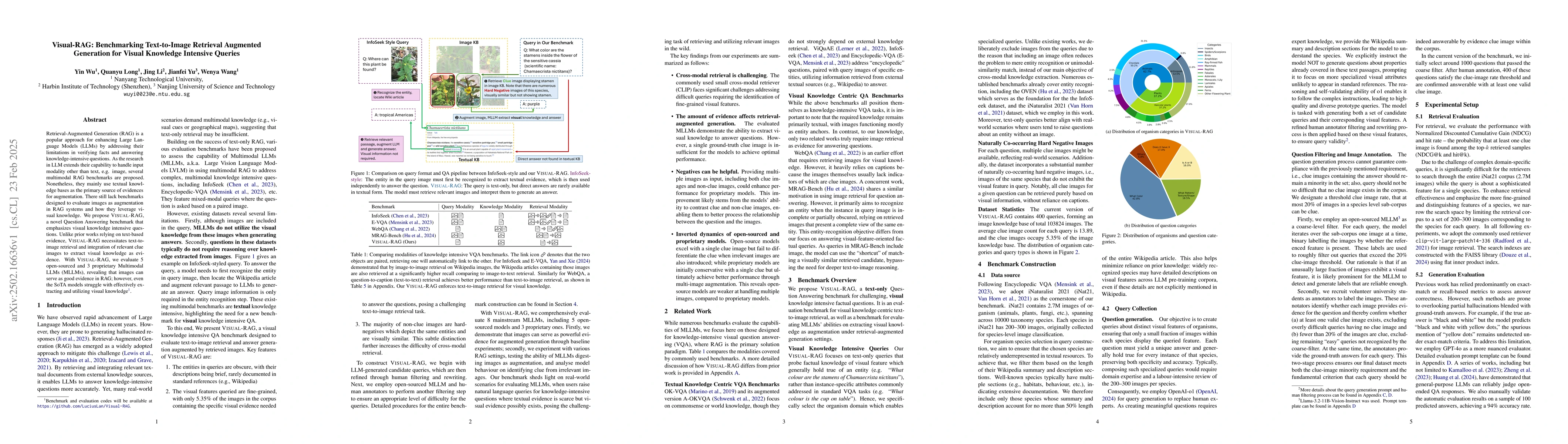 Thumbnail for Visual-RAG: Benchmarking Text-to-Image Retrieval Augmented Generation
  for Visual Knowledge Intensive Queries