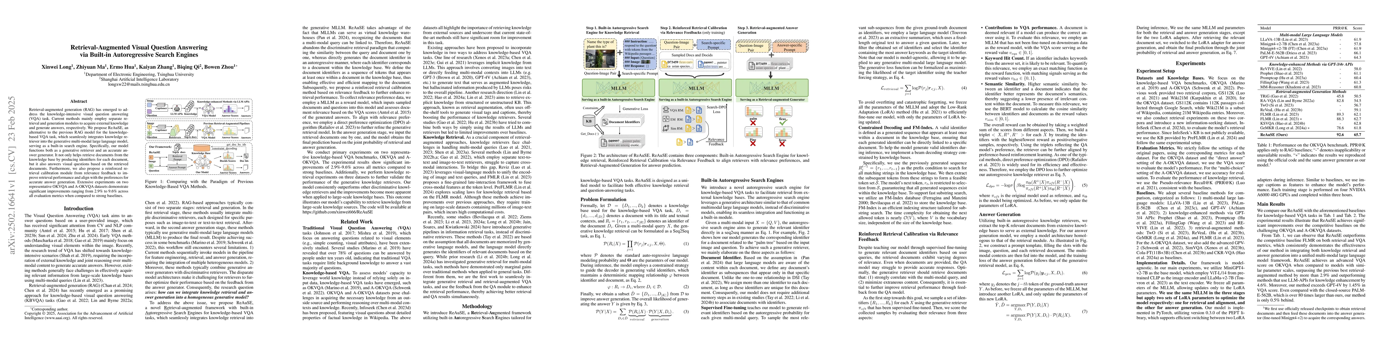 Thumbnail for Retrieval-Augmented Visual Question Answering via Built-in
  Autoregressive Search Engines
