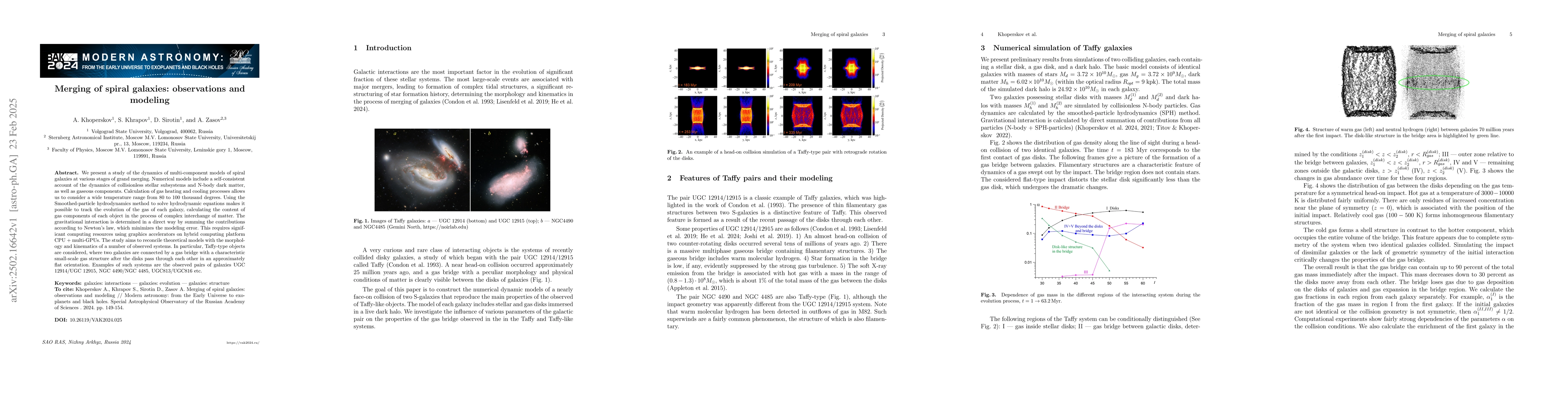 Thumbnail for Merging of spiral galaxies: observations and modeling