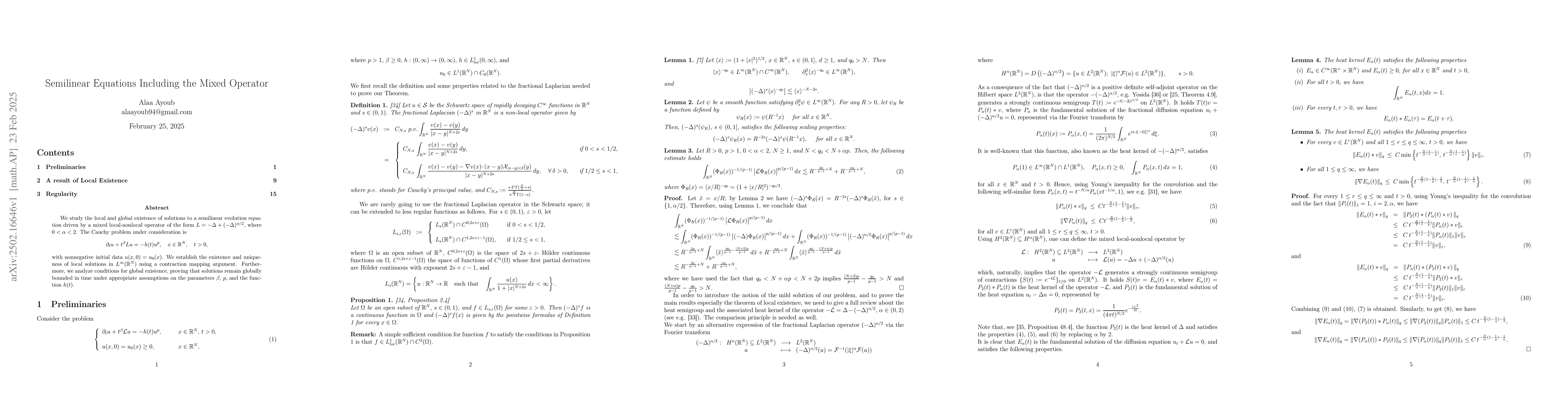 Thumbnail for Semilinear Equations Including the Mixed Operator