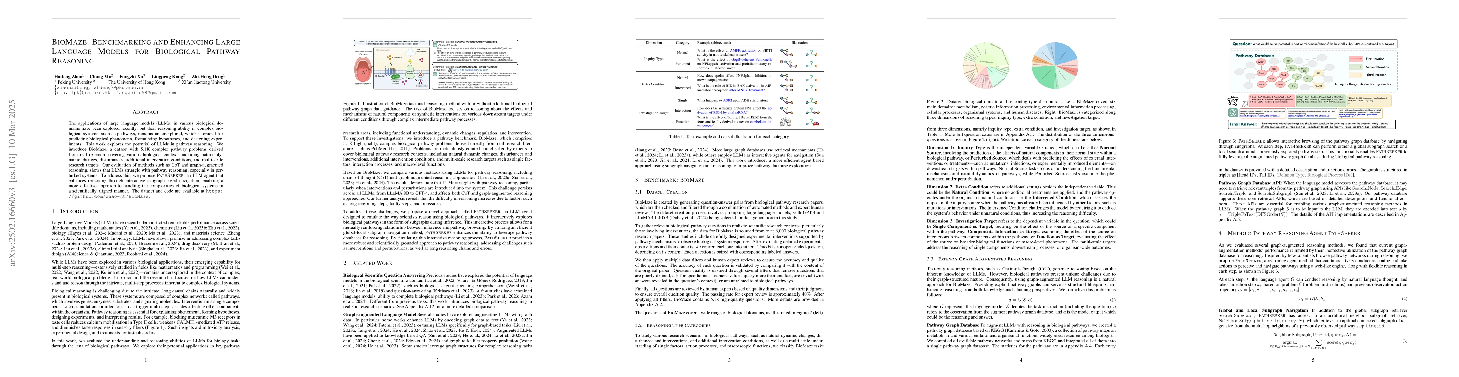 Thumbnail for BioMaze: Benchmarking and Enhancing Large Language Models for Biological
  Pathway Reasoning
