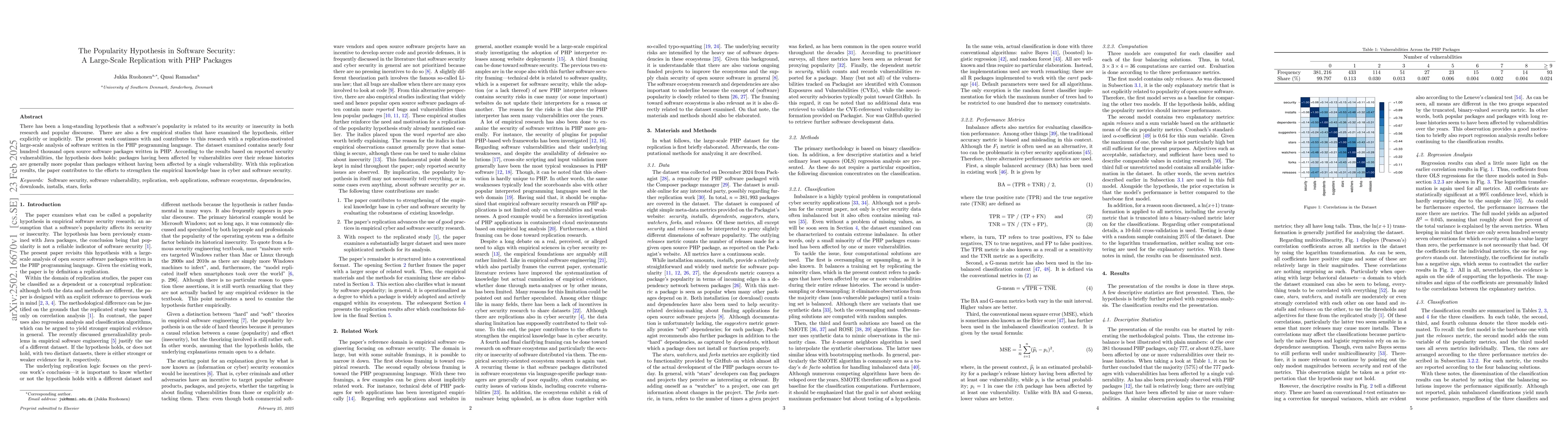Thumbnail for The Popularity Hypothesis in Software Security: A Large-Scale
  Replication with PHP Packages
