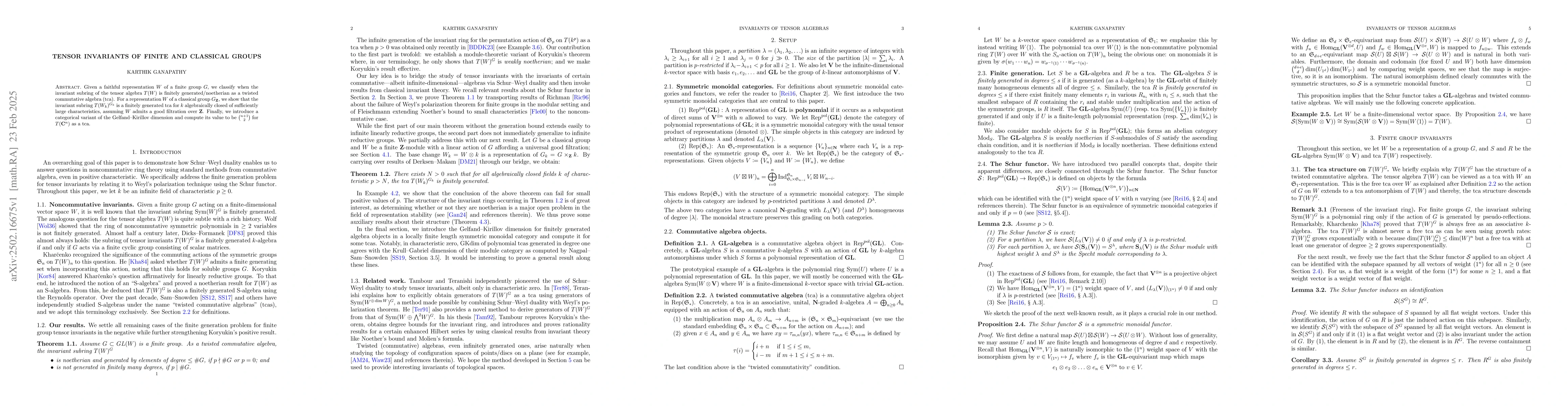 Thumbnail for Tensor invariants of finite and classical groups