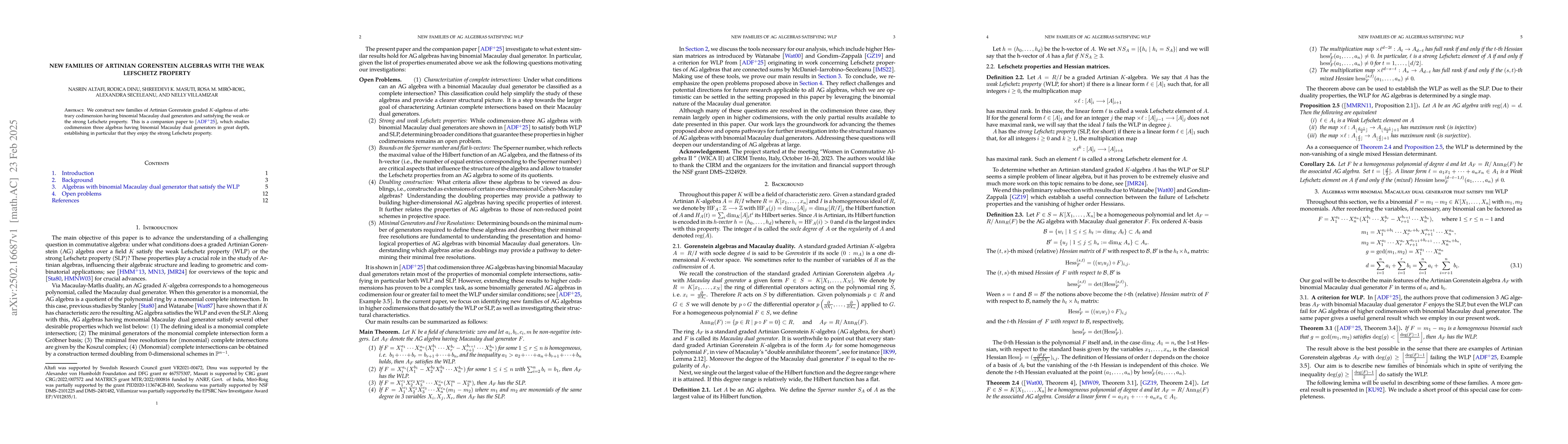 Thumbnail for New families of Artinian Gorenstein algebras with the weak Lefschetz
  property