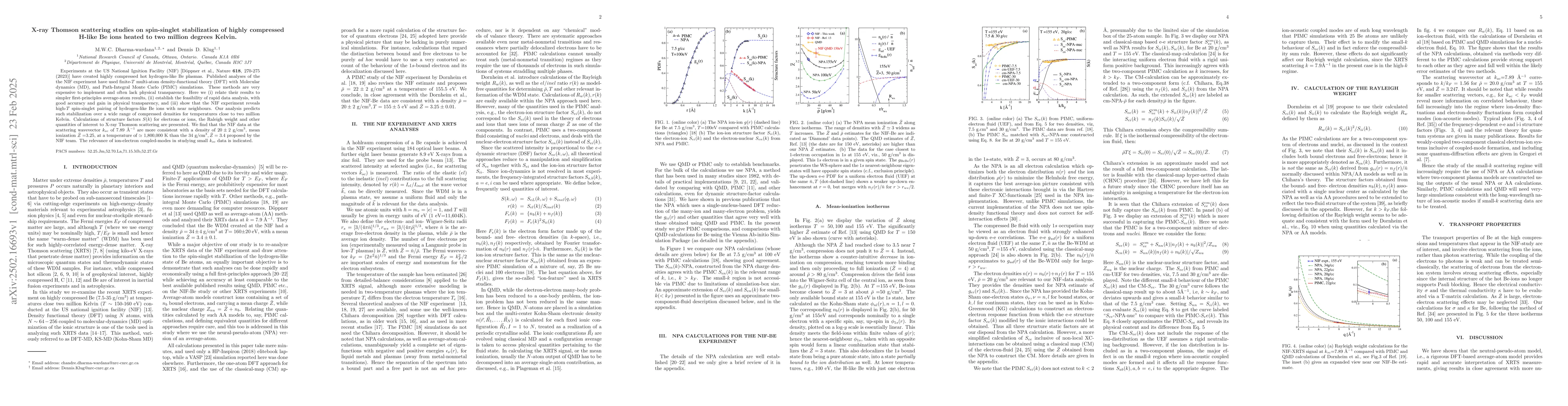 Thumbnail for X-ray Thomson scattering studies on spin-singlet stabilization of highly
  compressed H-like Be ions heated to two million degrees Kelvin
